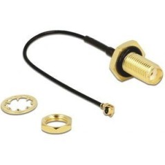 DeLOCK 10cm Coax Antenna Cable - High-Quality Black Cable for Optimal Signal Transmission - SKU: 4043619889655